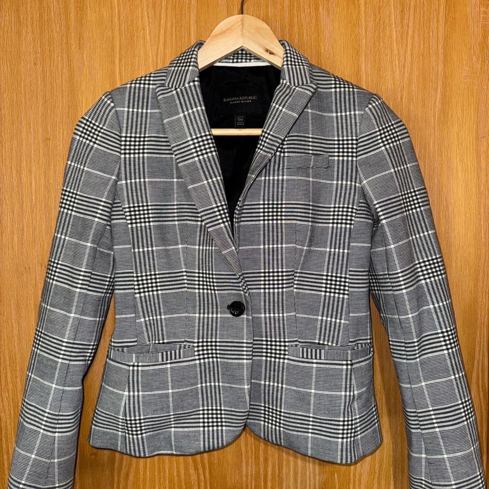 Banana Republic Gray Plaid Blazer